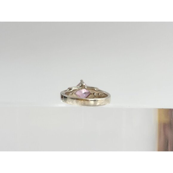 Pink Topaz Multi CZ Gemstone Ornate Shank 925 Sterling SilverVintage Ring - sz 6 - Picture 10 of 12